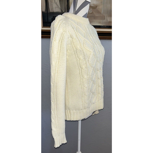 Vtg Bengal Lancer Cream Cable Knit Sweater Women’s M - Picture 2 of 6